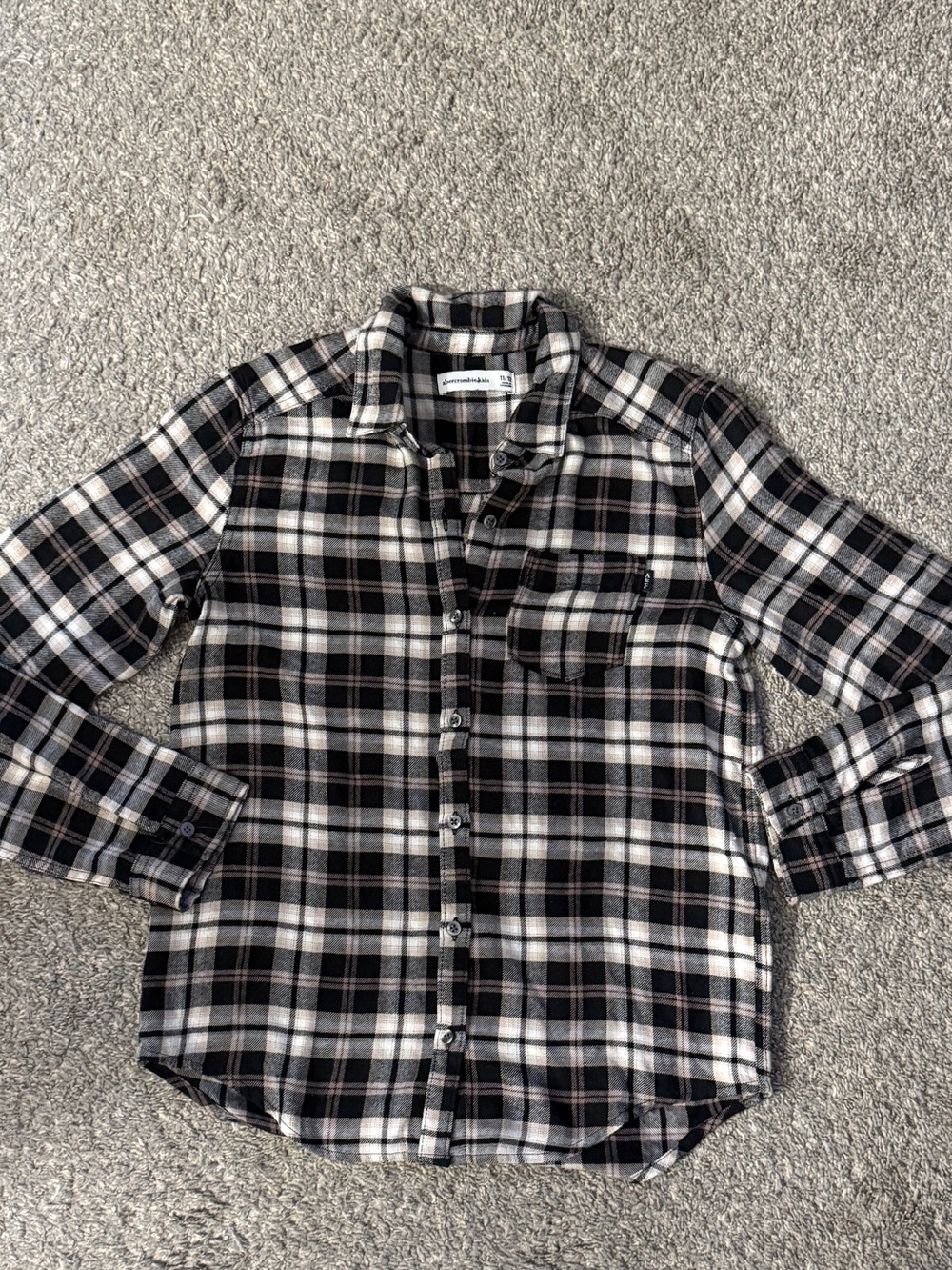 Abercrombie & Fitch Black and White Plaid Button-Down Shirt